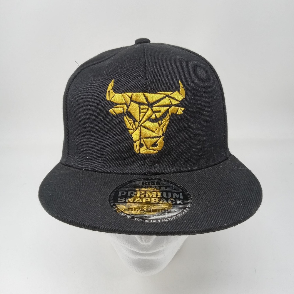 MAX HeadGear‎ Hat Cap Snap Back Black Bull Embroidered Mens One Size Animal Logo
